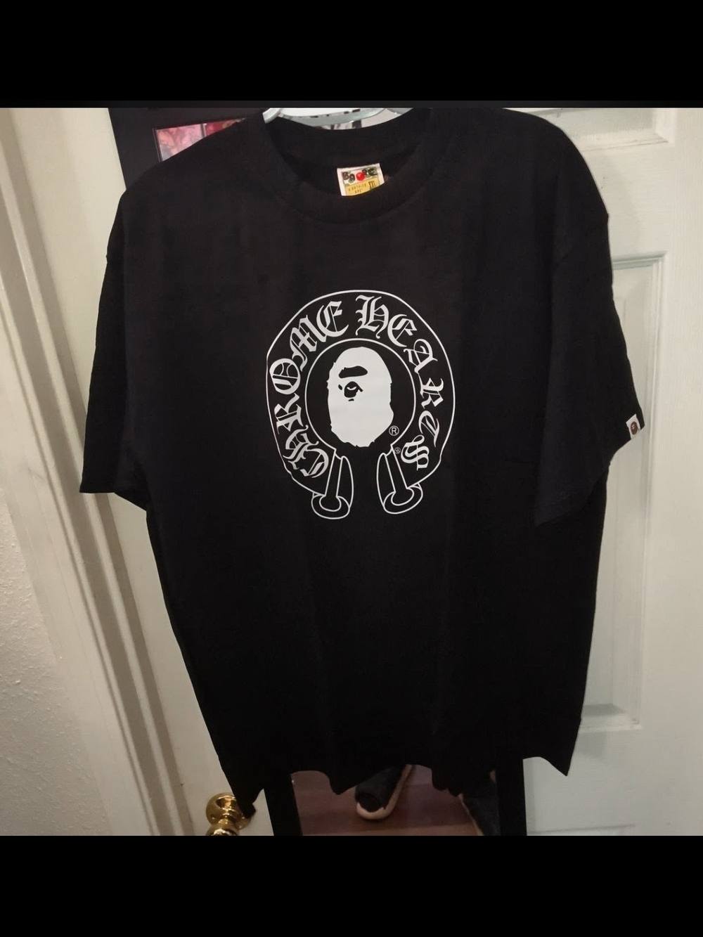 Bape Black Short Sleeve Tee with White Logo